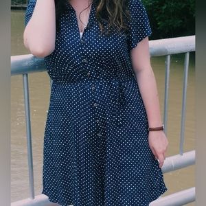 American Eagle Navy Polka Dot Romper